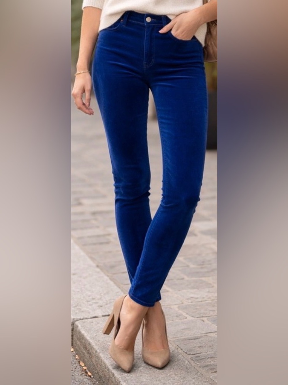 L'AGENCE Margot high rise Skinny jeans in Deep Blue velvet size 27